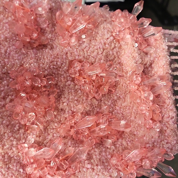 Handcrafted Beaded Bag Made in India Viral TikTok Purse Pink Floral Boho Fringe - Picture 10 of 12